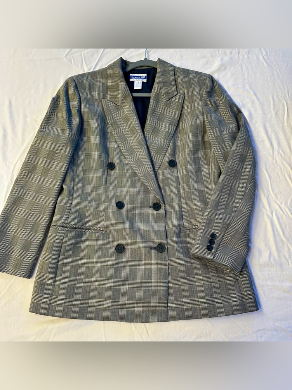 Pendleton Classic 100% Virgin Wool Double Breasted Plaid Blazer Jacket 6